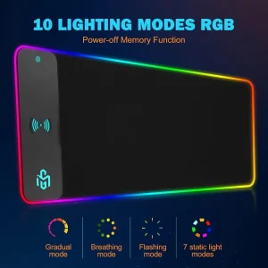 RGB Gaming Mouse Pad with Wireless Charging, 800x300mm