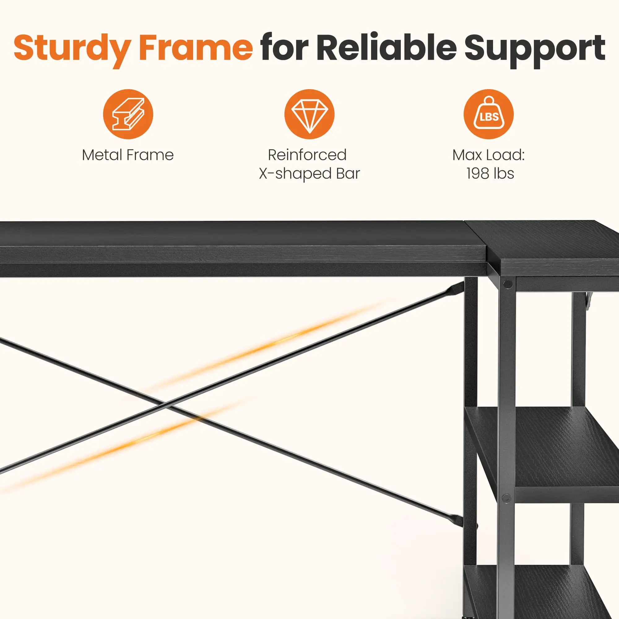 L Shaped Desk 47 Inch Computer Desk Gaming Furniture - Image 2