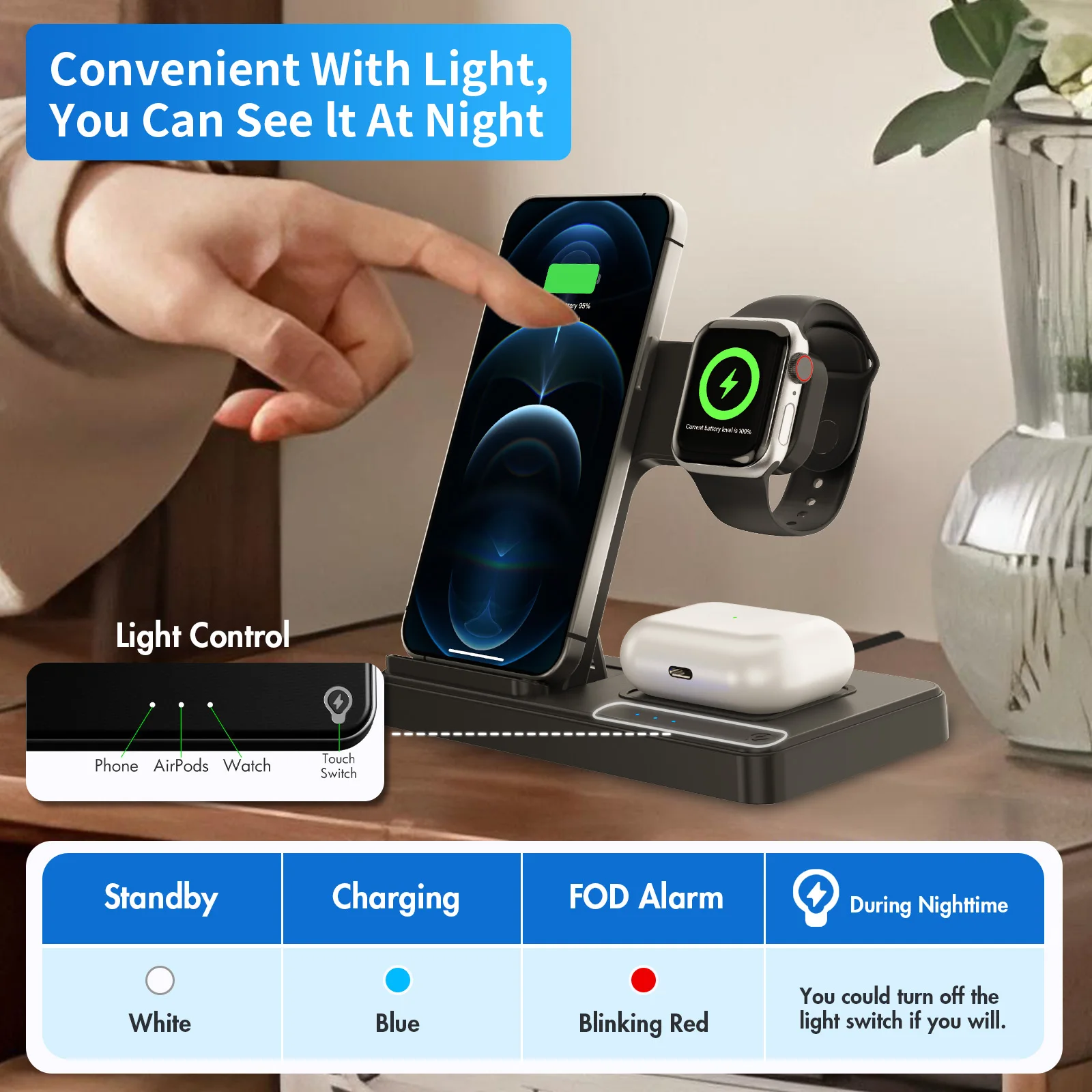 3-in-1 Wireless Charging Station for iPhone & Watch - Image 3