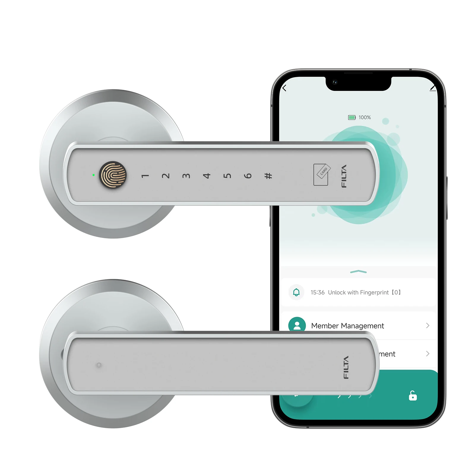 Smart Lock Fingerprint, Passcode, Card, App Control, Type-C Emergency Power, Indoor Door Lock - Image 1