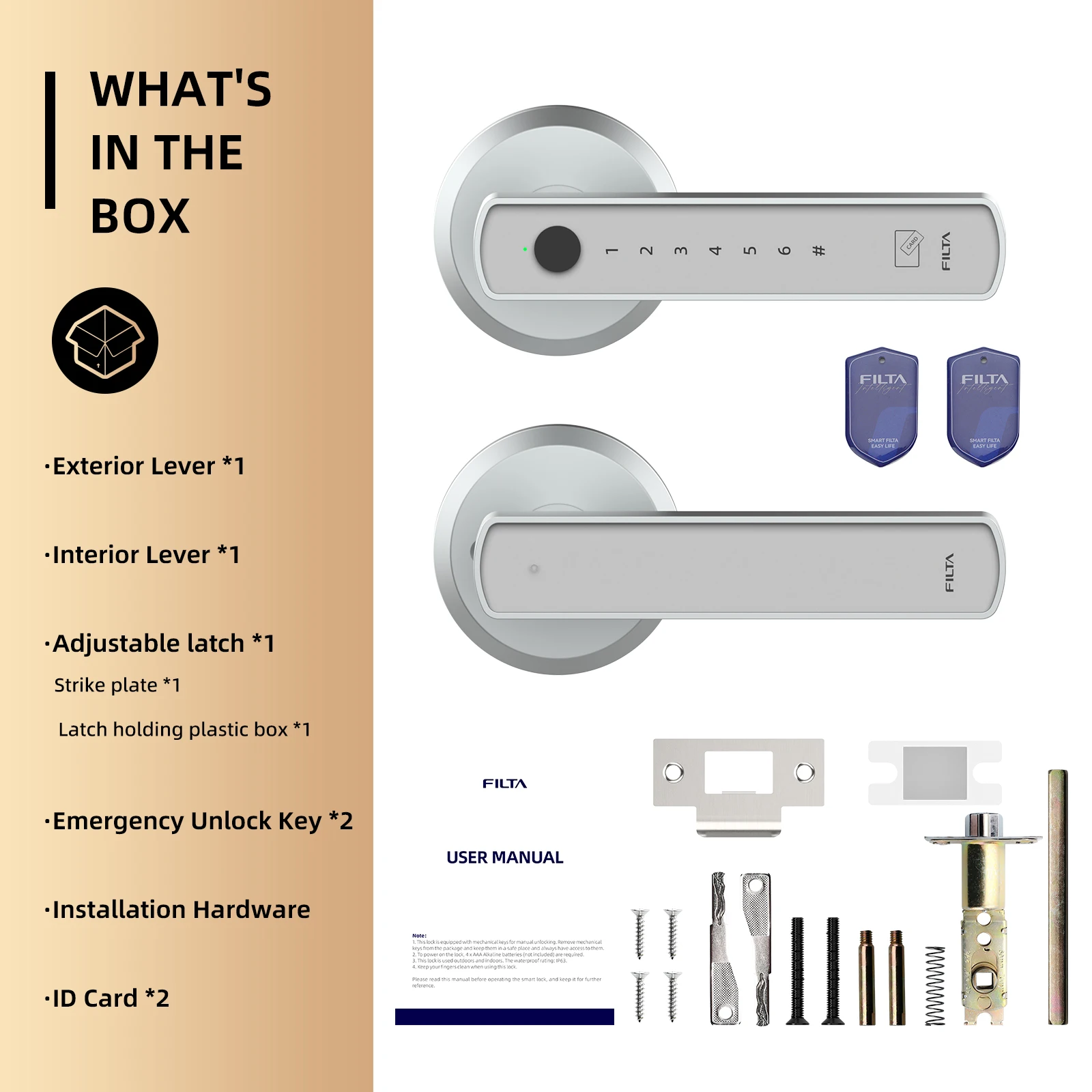 Smart Lock Fingerprint, Passcode, Card, App Control, Type-C Emergency Power, Indoor Door Lock - Image 4